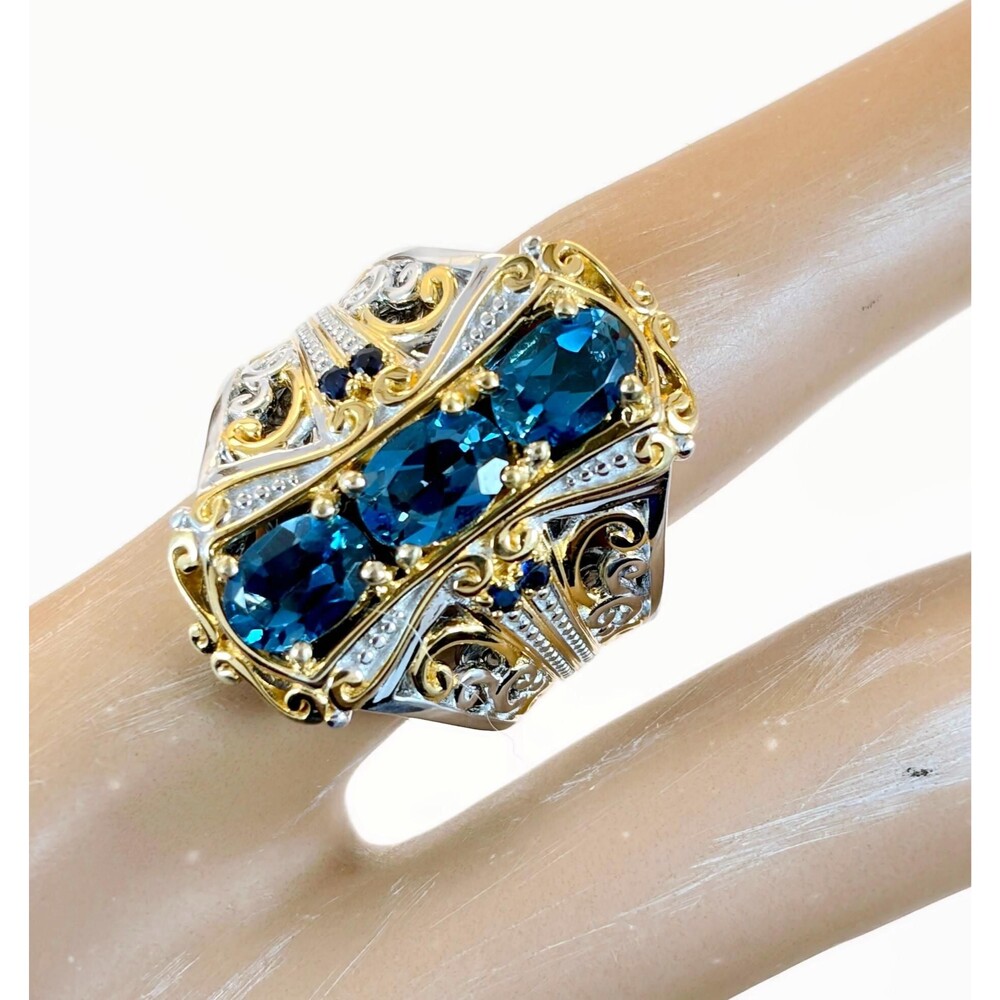 Michael Valitutti, Sterling Silver Ring, Blue Apatite, NH, Designer, Gold